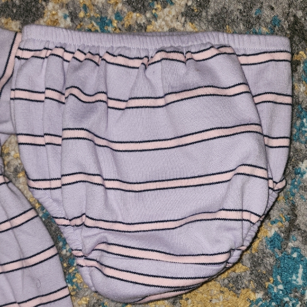 Ralph Lauren Lavender/Pink Pastel Striped Polo Shirt Cotton Baby Dress & Bloomer - Picture 8 of 10